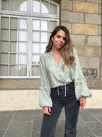 Blouse Esmée À Volants Vert Menthe