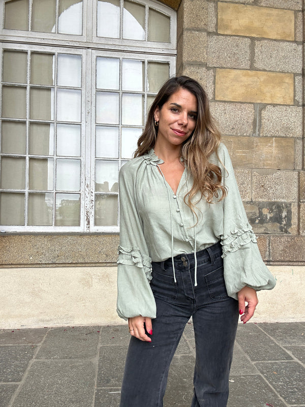 Esmée Blouse With Ruffles Mint Green