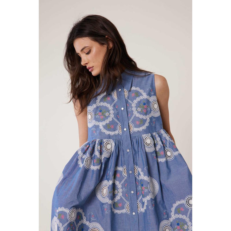 Robe Rosace - Bleu - Femme
