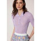 Polo Maille Dentelle - Lilas - Femme