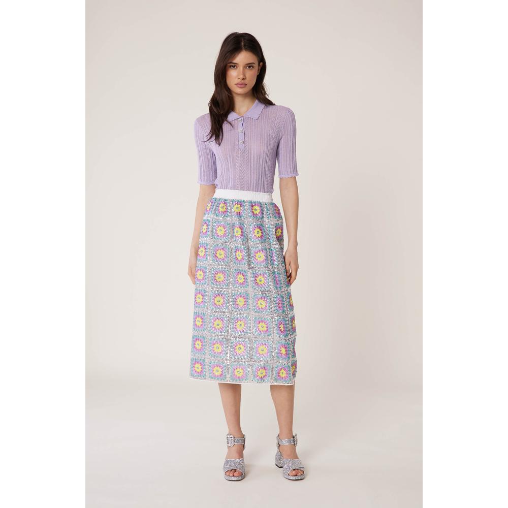 Polo Maille Dentelle - Lilas - Femme