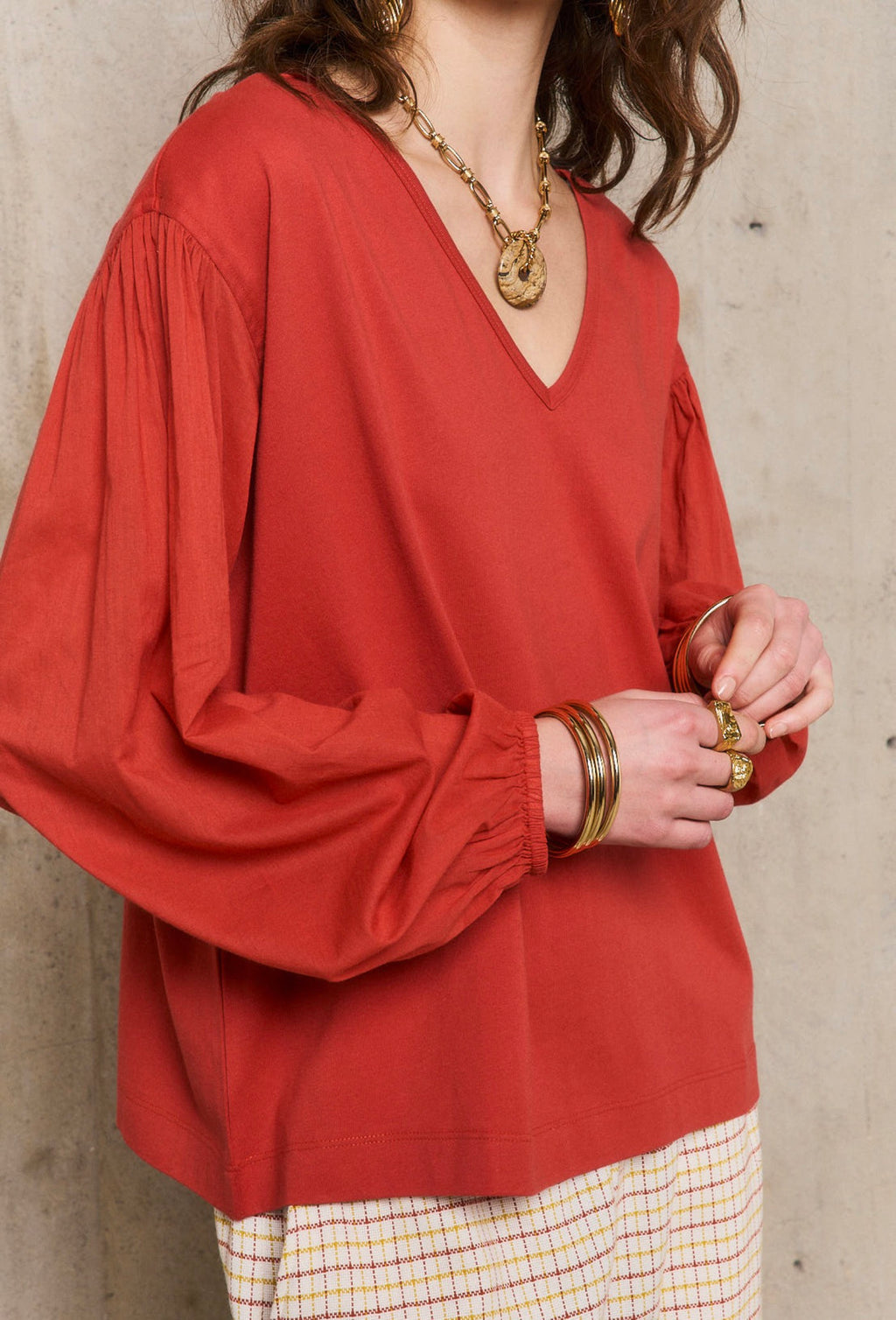 T-shirt lange mouwen Sabrina - Koraal