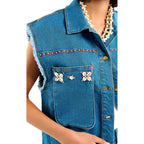 Vestes en Jean Sans Manches Flyn - Bleu