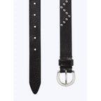 Fursac - Ceinture À Clous En Cuir De Vachette - Noir