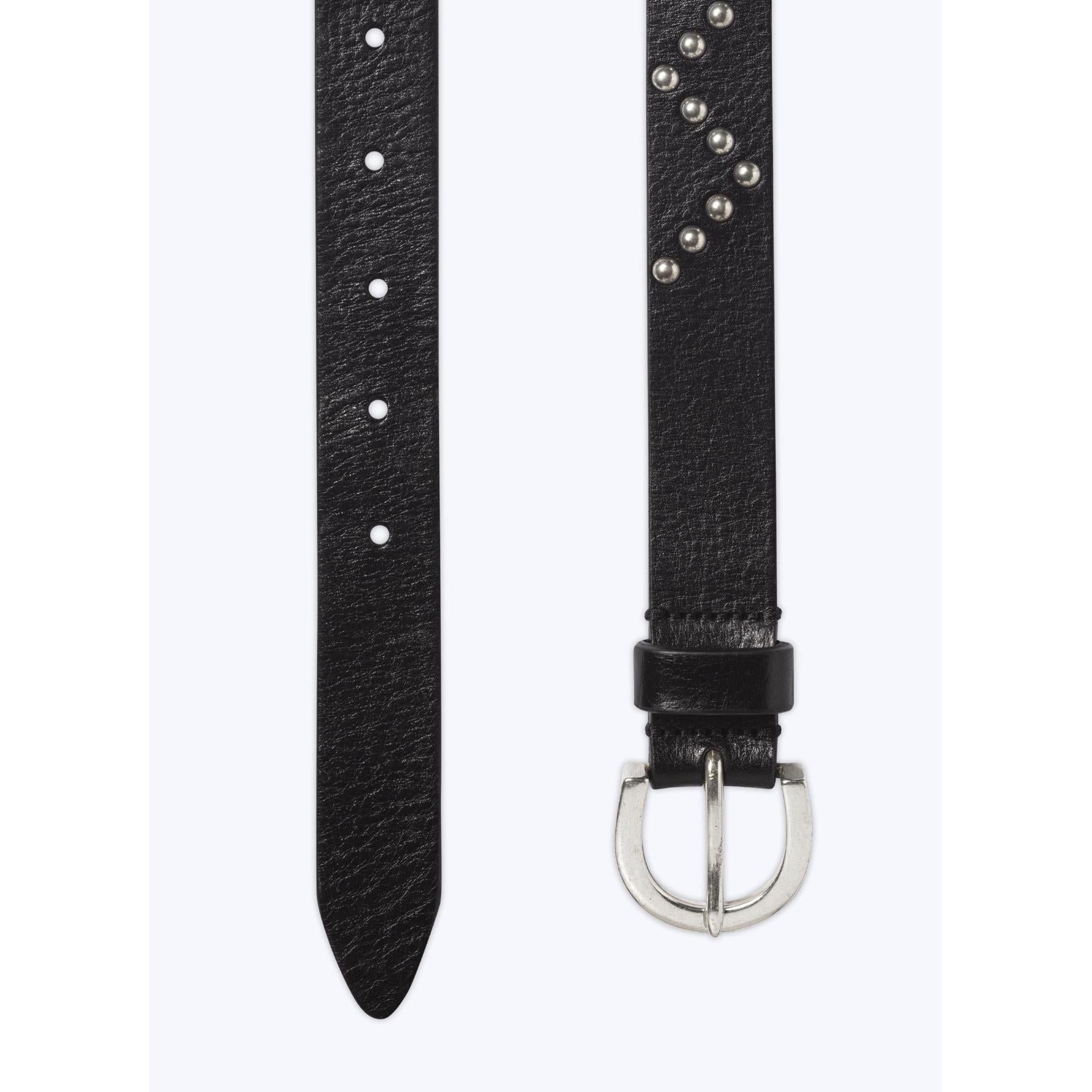 Fursac - Ceinture À Clous En Cuir De Vachette - Noir