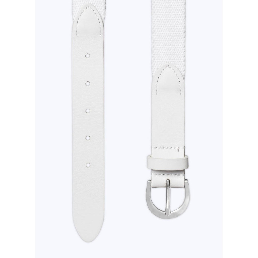 Fursac - Ceinture Tissée En Coton Et Cuir - Blanc