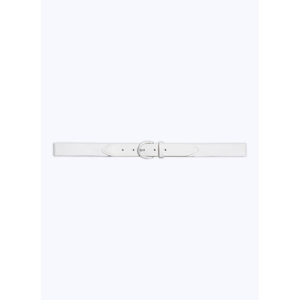 Fursac - Ceinture Tissée En Coton Et Cuir - Blanc