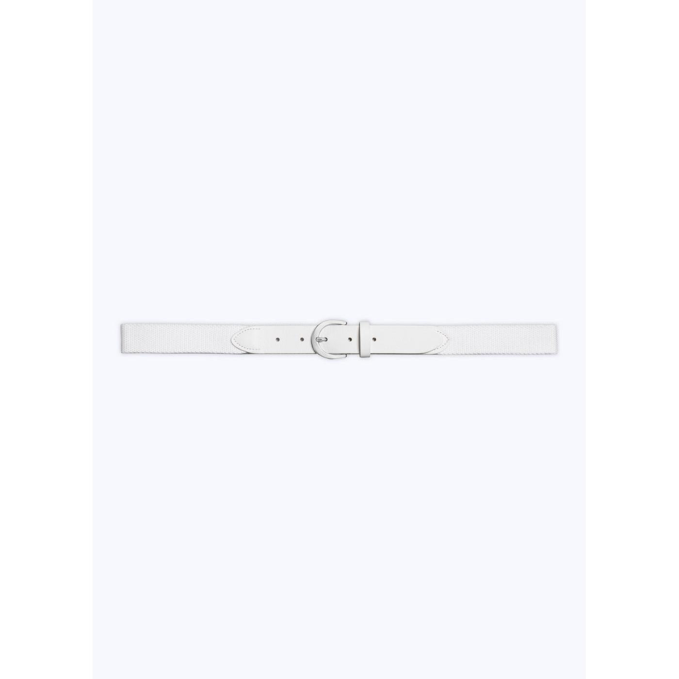 Fursac - Ceinture Tissée En Coton Et Cuir - Blanc