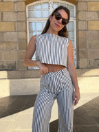 Top de rayas marineras azul
