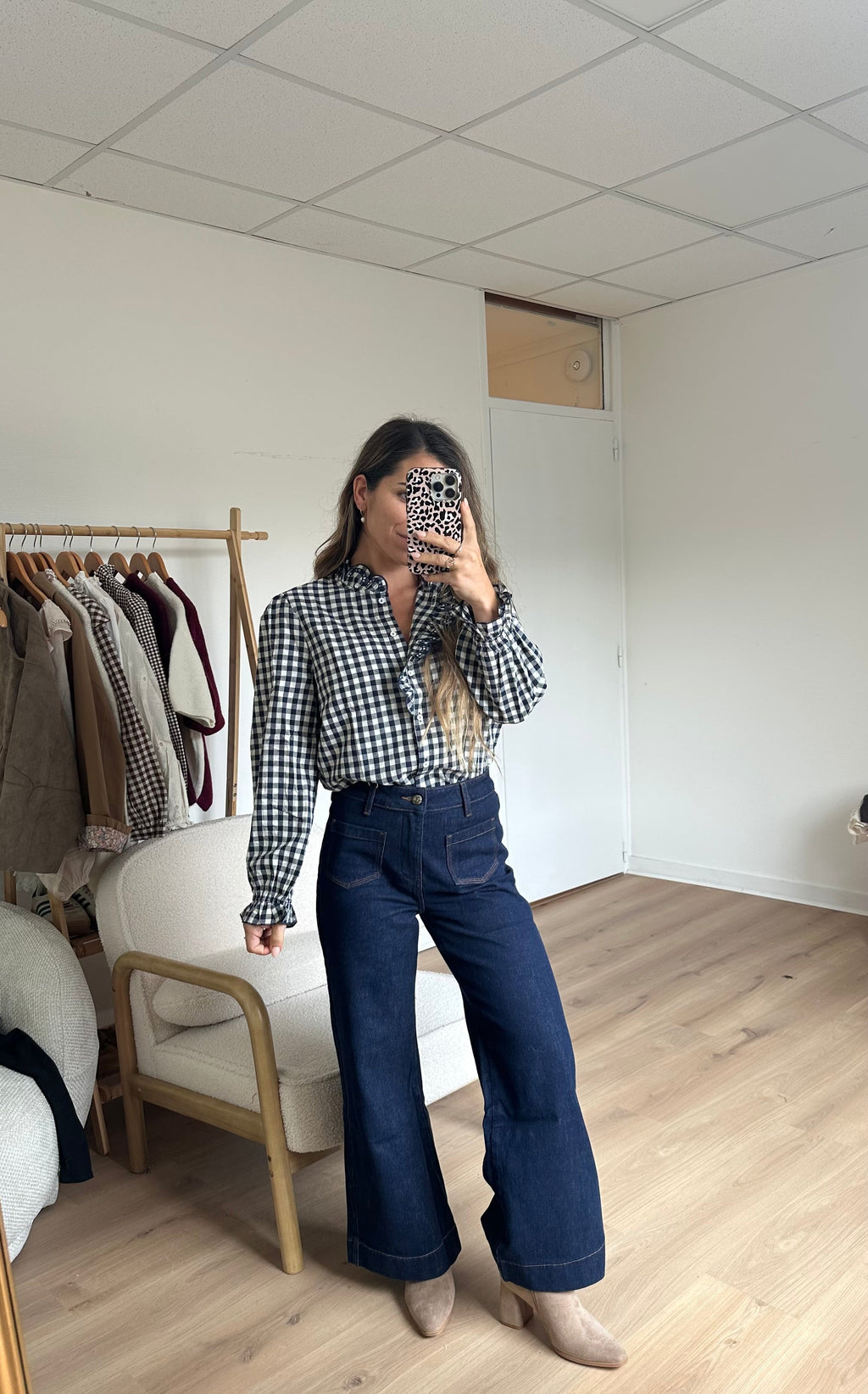 Léonor Blusa Vichy Azul Marino