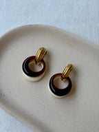 Trifari Vintage Earrings - Amber And Ivory Drops