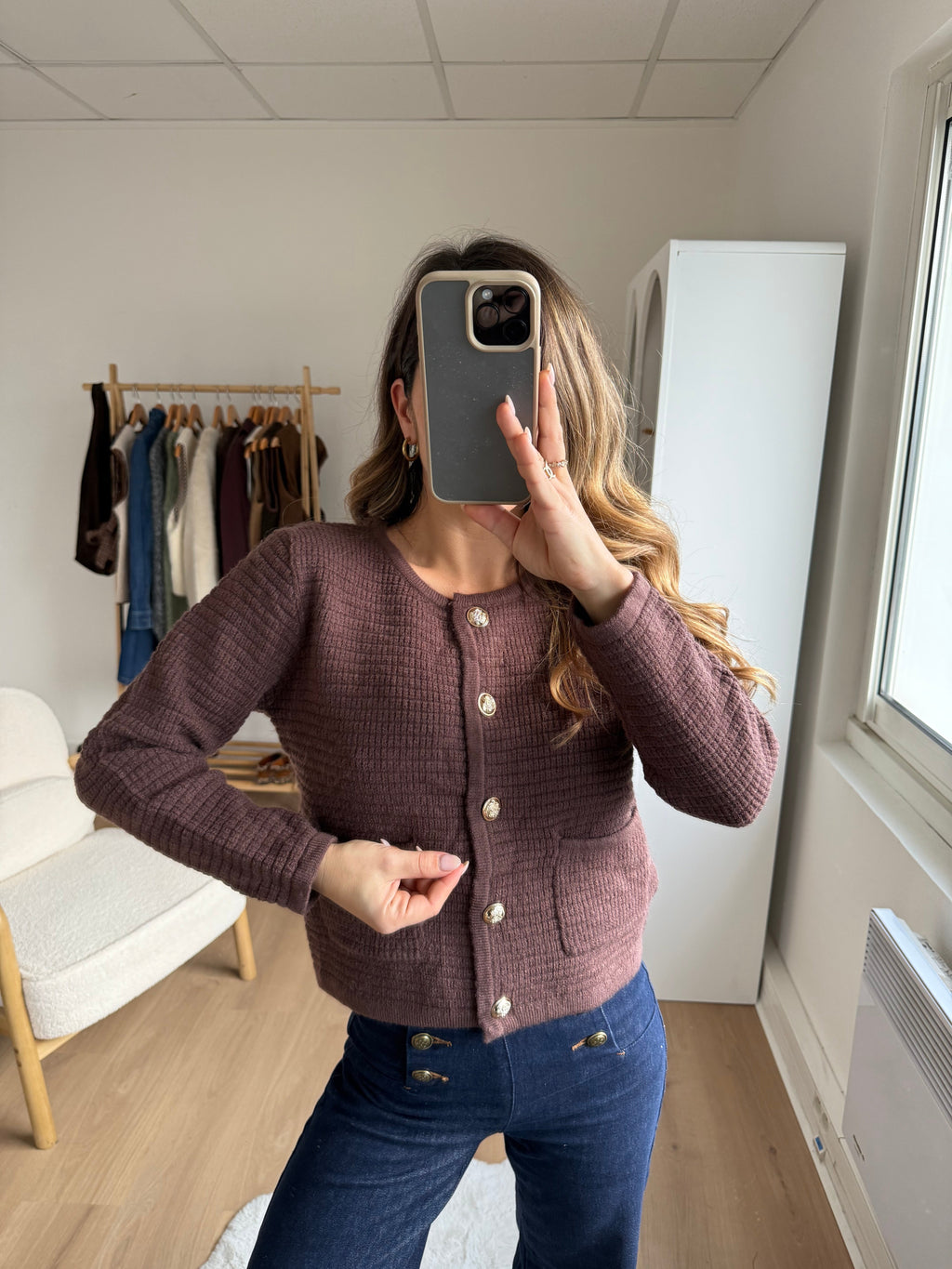 Cardigan À Grosses Mailles Giulia Chocolat