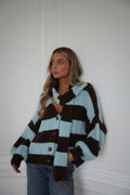 Chaleco tipo bufanda a rayas Jasmin - Azul/Chocolate
