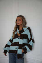 Chaleco tipo bufanda a rayas Jasmin - Azul/Chocolate