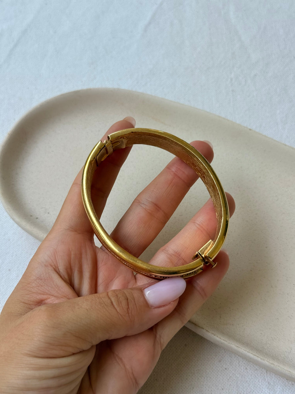 Lanvin Vintage Bracelet - Gold Bangle and Rhinestones