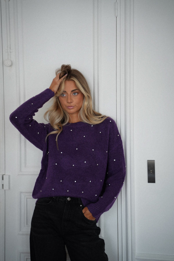 Mathilde Violet - Rhinestone Sweater