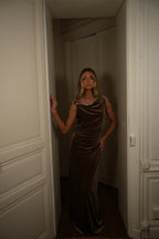 Robe En Velours Ema - Taupe
