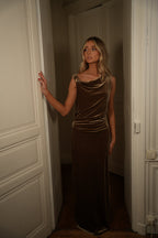Robe En Velours Ema - Taupe