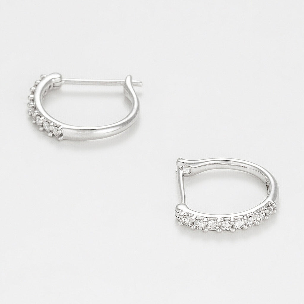 "Sparkling Hoop" Earrings - White Gold