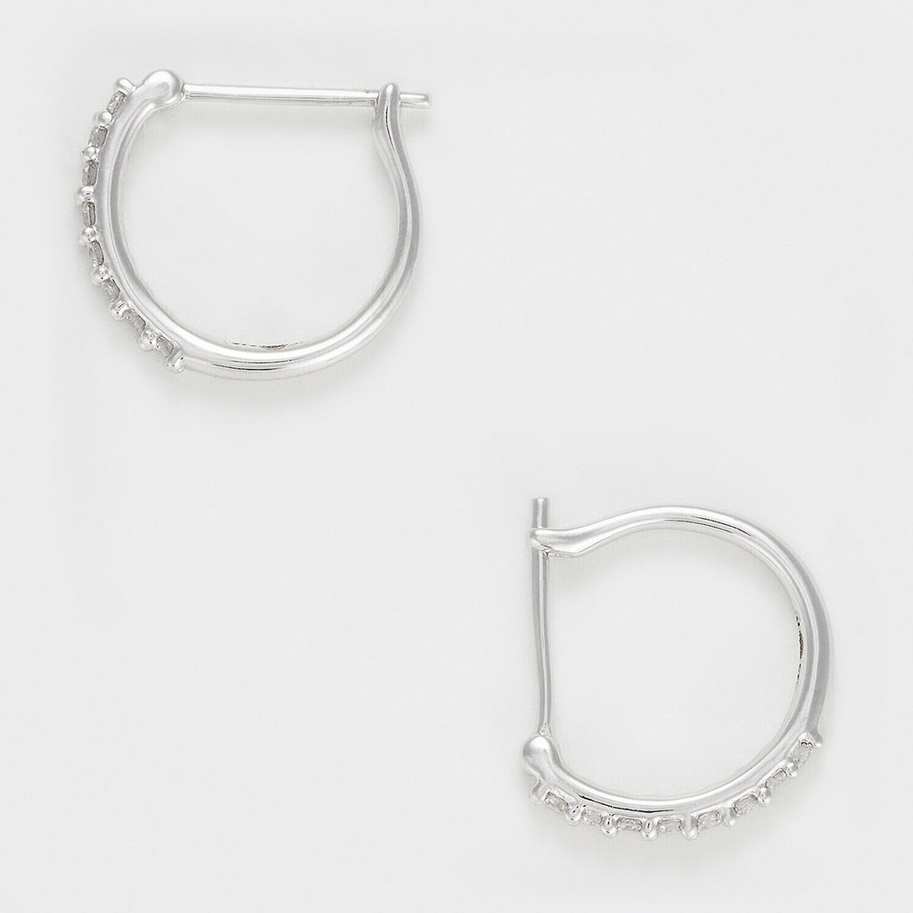 "Sparkling Hoop" Earrings - White Gold