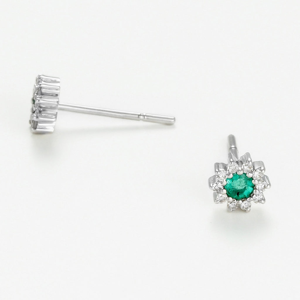 Emerald Star Earrings D0.12/24 E0.30/2 - White Gold