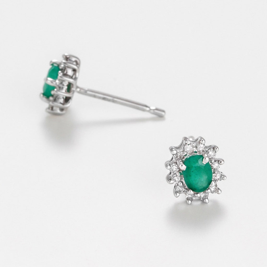 Emerald Star Earrings D0.12/24 E0.30/2 - White Gold