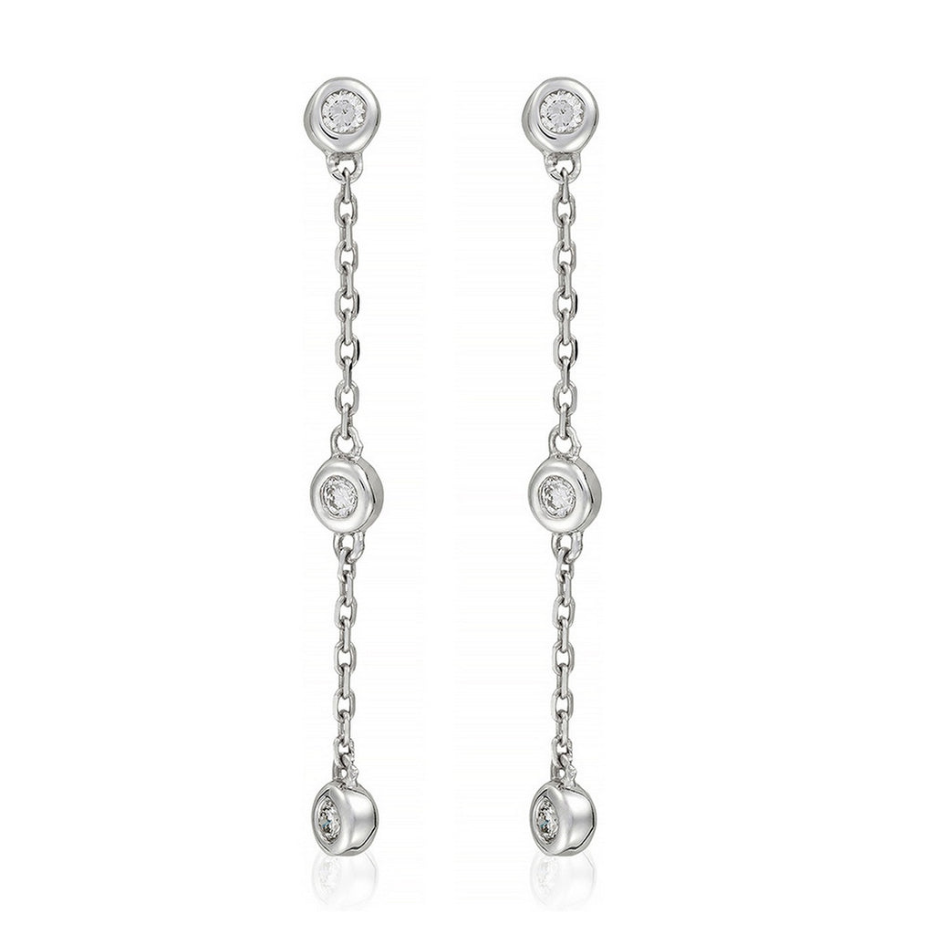 Earrings, 'Three Precious Rounds' Diamonds 0.09/6 - 375/1000 White Gold