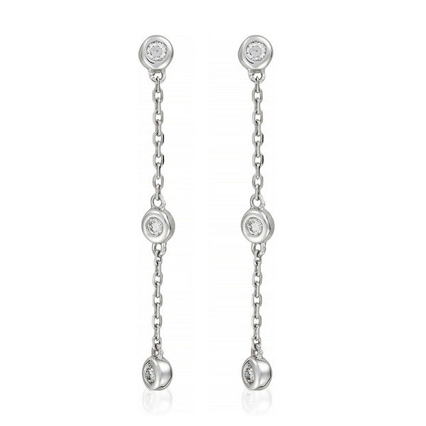 Earrings, 'Three Precious Rounds' Diamonds 0.09/6 - 375/1000 White Gold