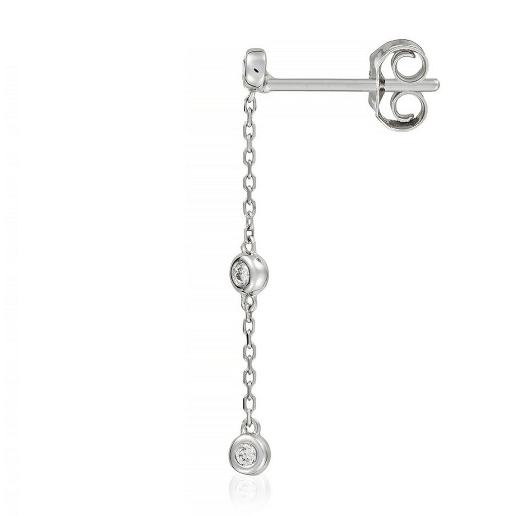 Earrings, 'Three Precious Rounds' Diamonds 0.09/6 - 375/1000 White Gold