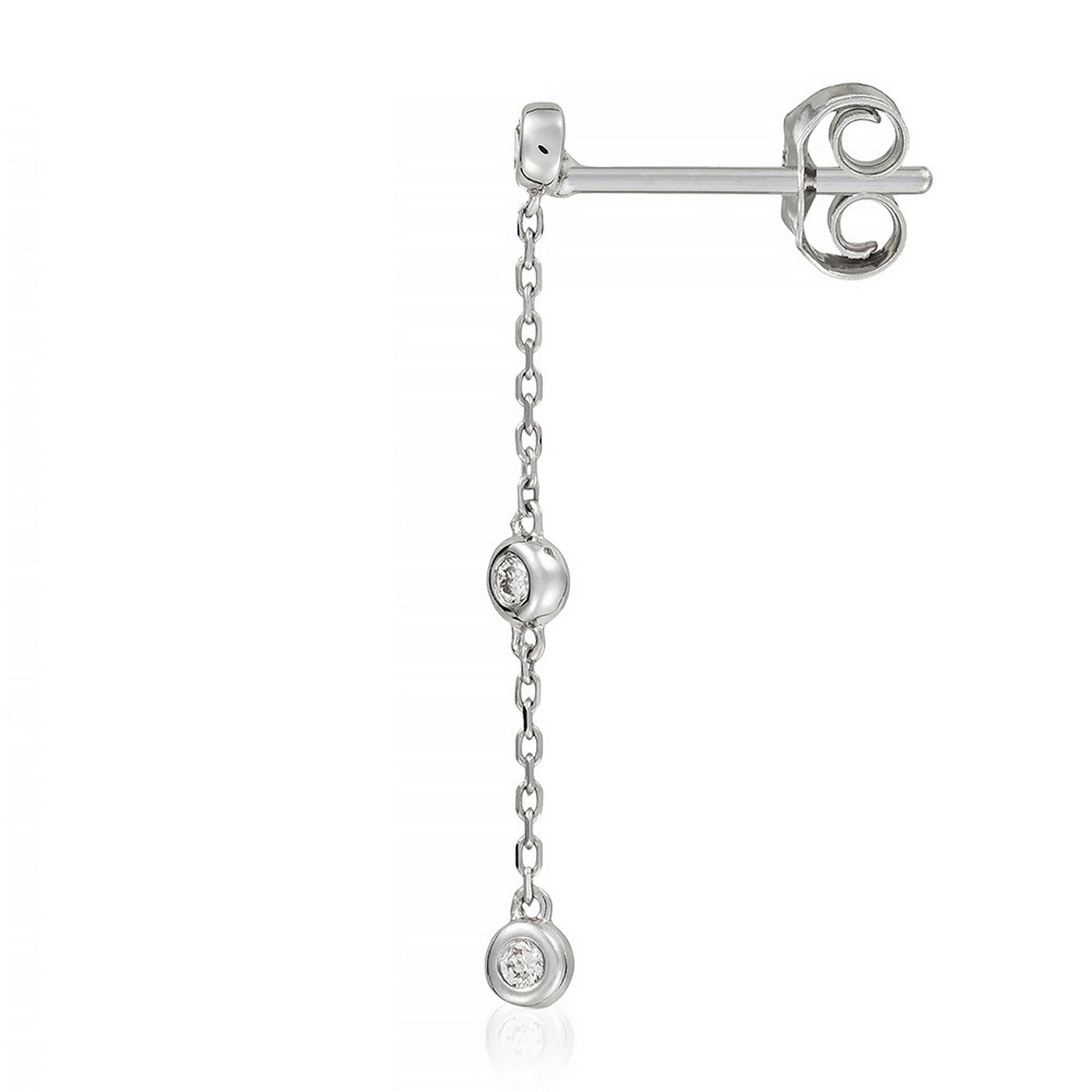 Earrings, 'Three Precious Rounds' Diamonds 0.09/6 - 375/1000 White Gold