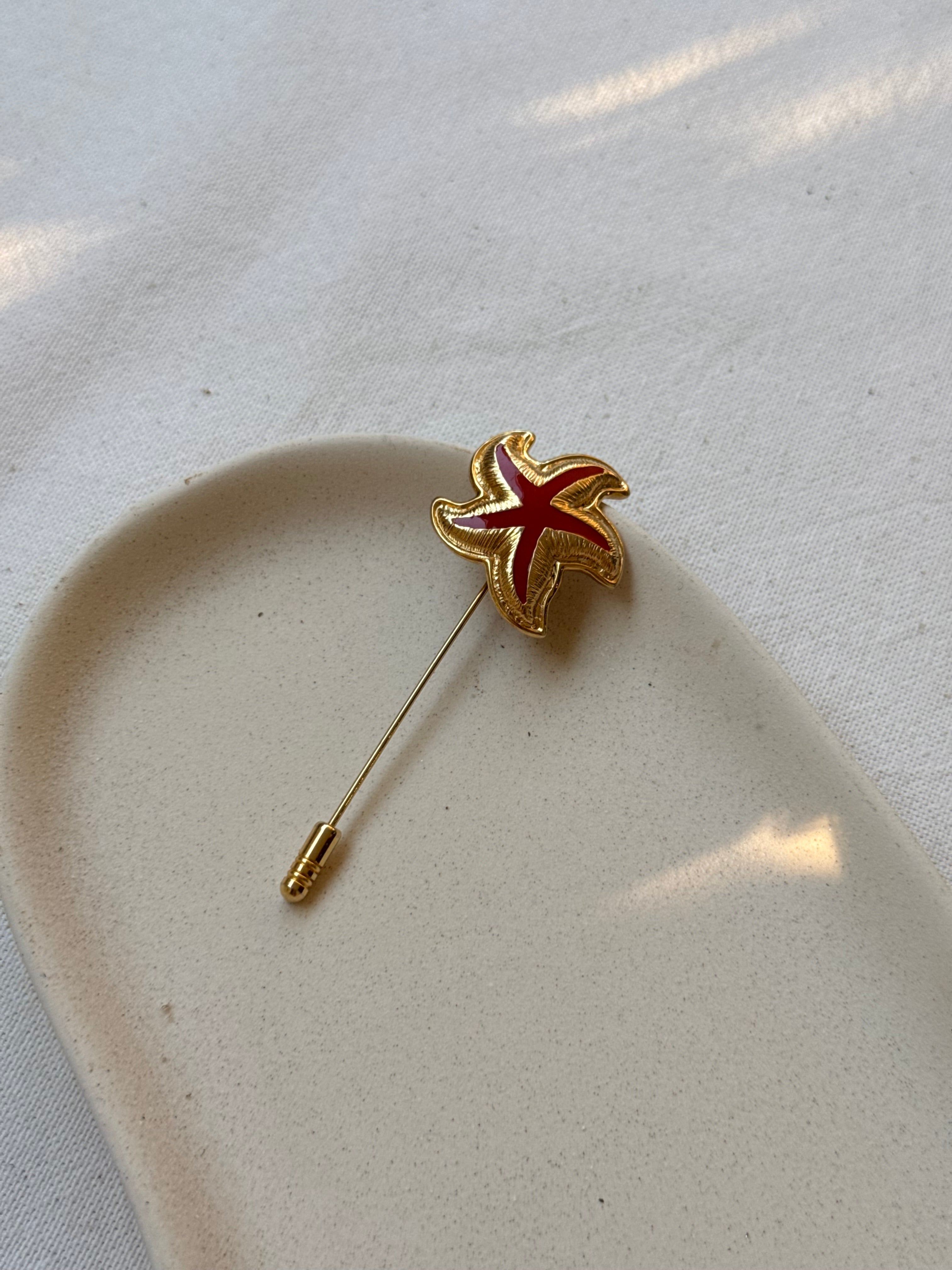 Broche Leritz Vintage - Alfiler Estrella De Mar Anaranjada