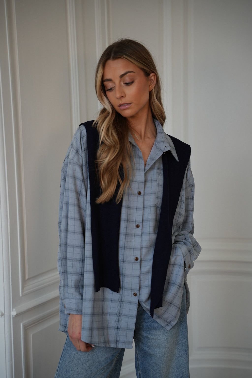 Ensemble Chemise/Pull Brittany - Bleu