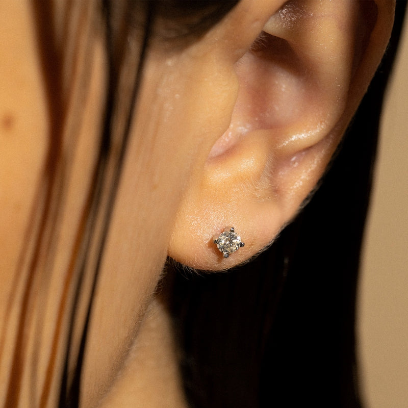 Boucle D'Oreilles" Single Diamond 1 Carat" D1Ct/2 - Or Blanc