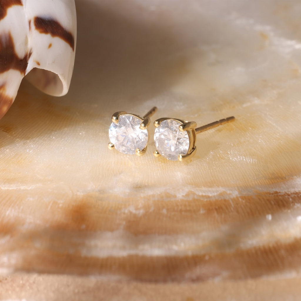 Pendientes "Diamante único de 1 quilate" D1Ct/2 - Oro amarillo