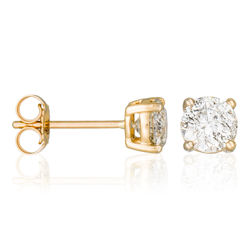 Boucles D'Oreilles "Single Diamond 1 Carat" D1Ct/2 - Or Jaune 750/1000