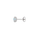 Boucles D'Oreilles "Popi Coussin Topaze Bleue" Diamant: 0,07/32 + Topaze 0,6/2 - Or Blanc