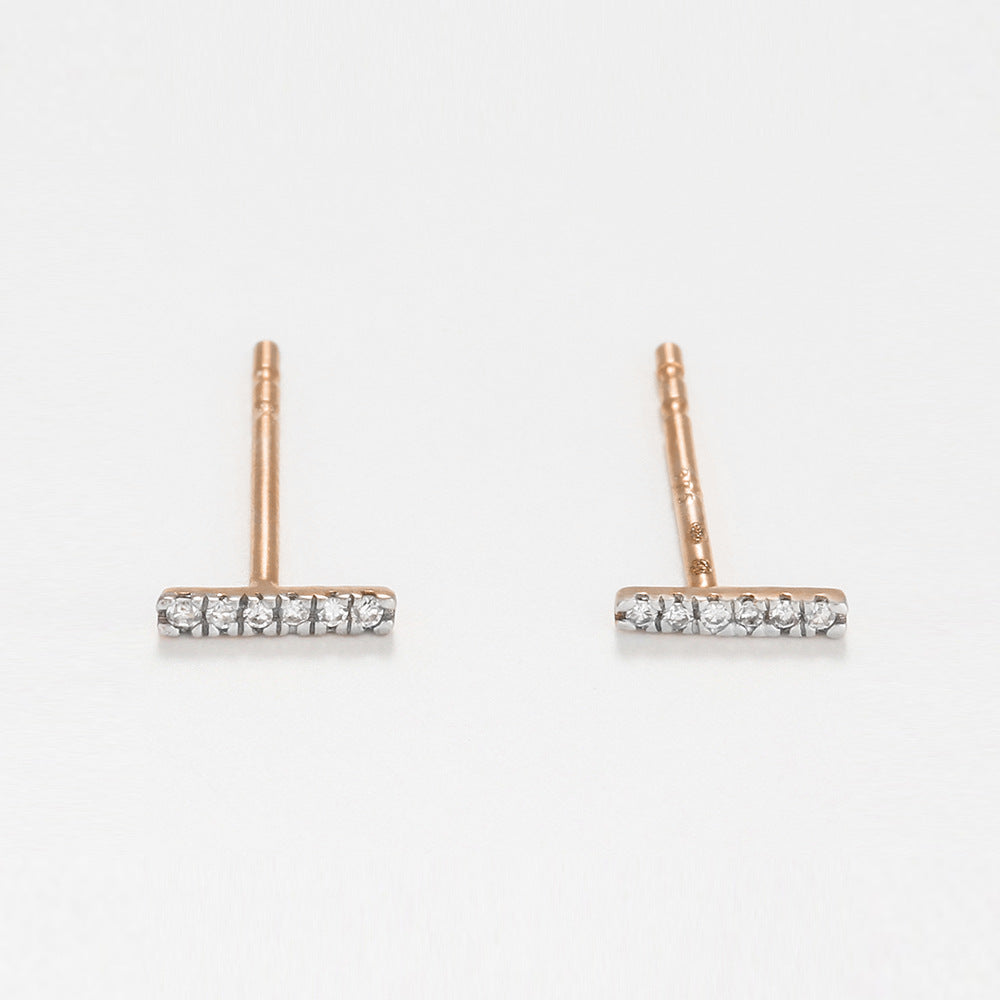 Boucles D'Oreilles "Precious Barrette" Diamants 0,03/12 - Or Rose 375/1000