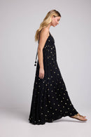 Vestido largo con tirantes - Negro