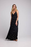 Vestido largo con tirantes - Negro