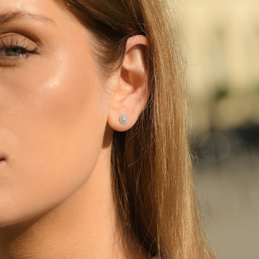 Boucles D'Oreilles "Maoi" Diamants 0,15/66 - Or Blanc 375/1000
