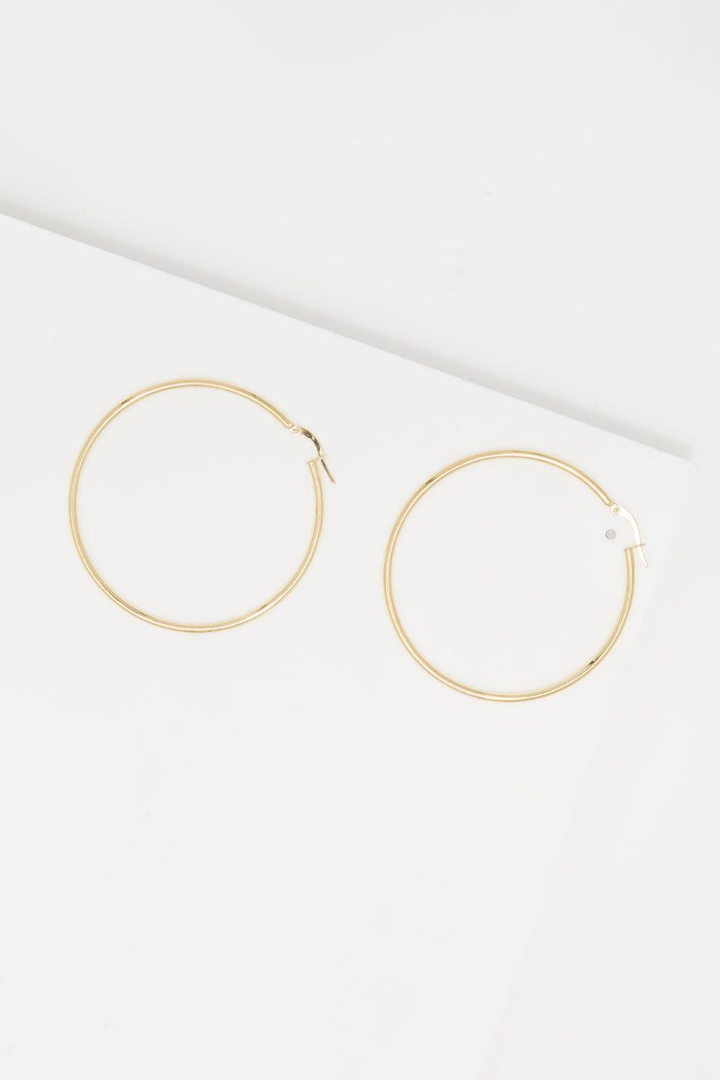 Boucle D'Oreilles "Créoles Santa" 50 Mm - Or Jaune 375/1000