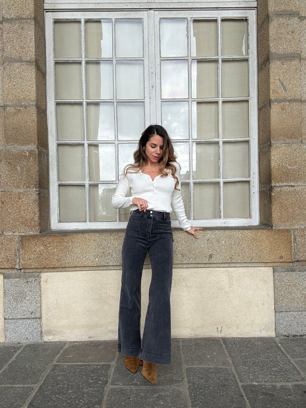 Elenette Jeans Charcoal Gray