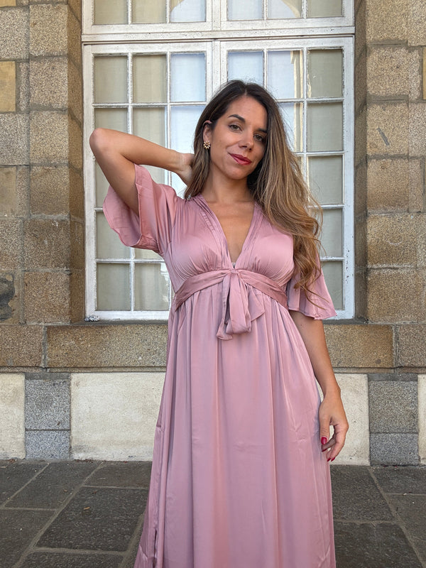 Robe longue Suzy vieux rose