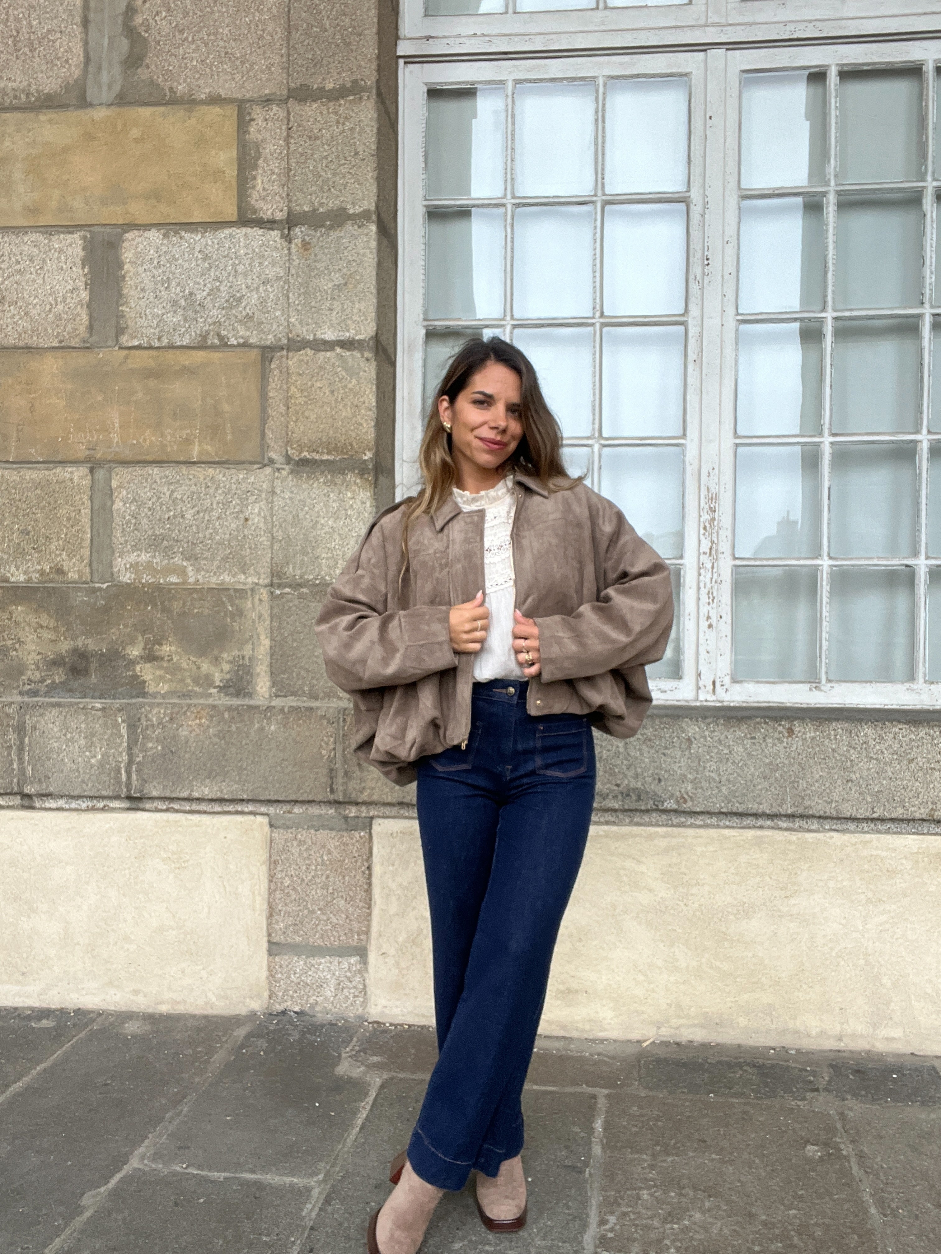 Léonie Taupe Suede Effect Jacket