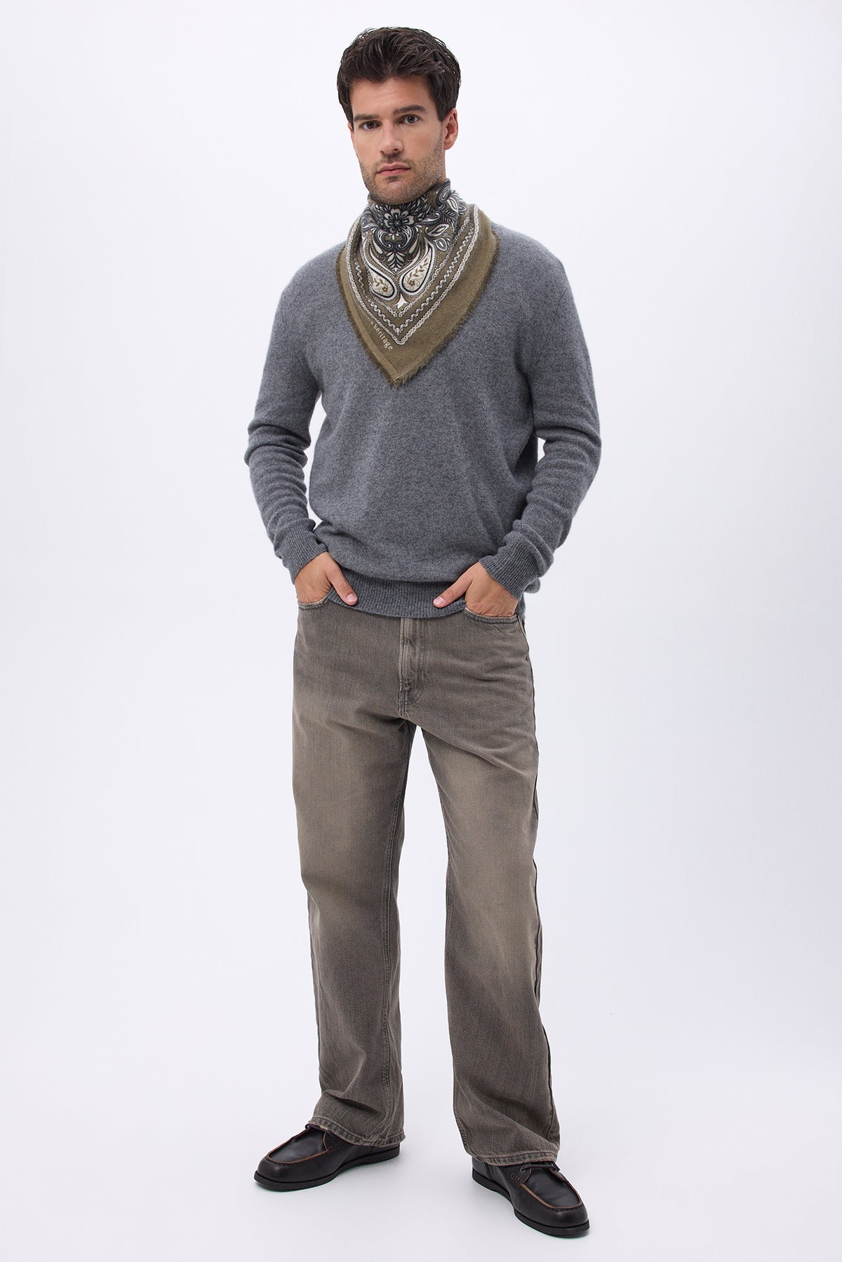 Piccolo bandana Efi - Verde kaki Bianco - Uomo