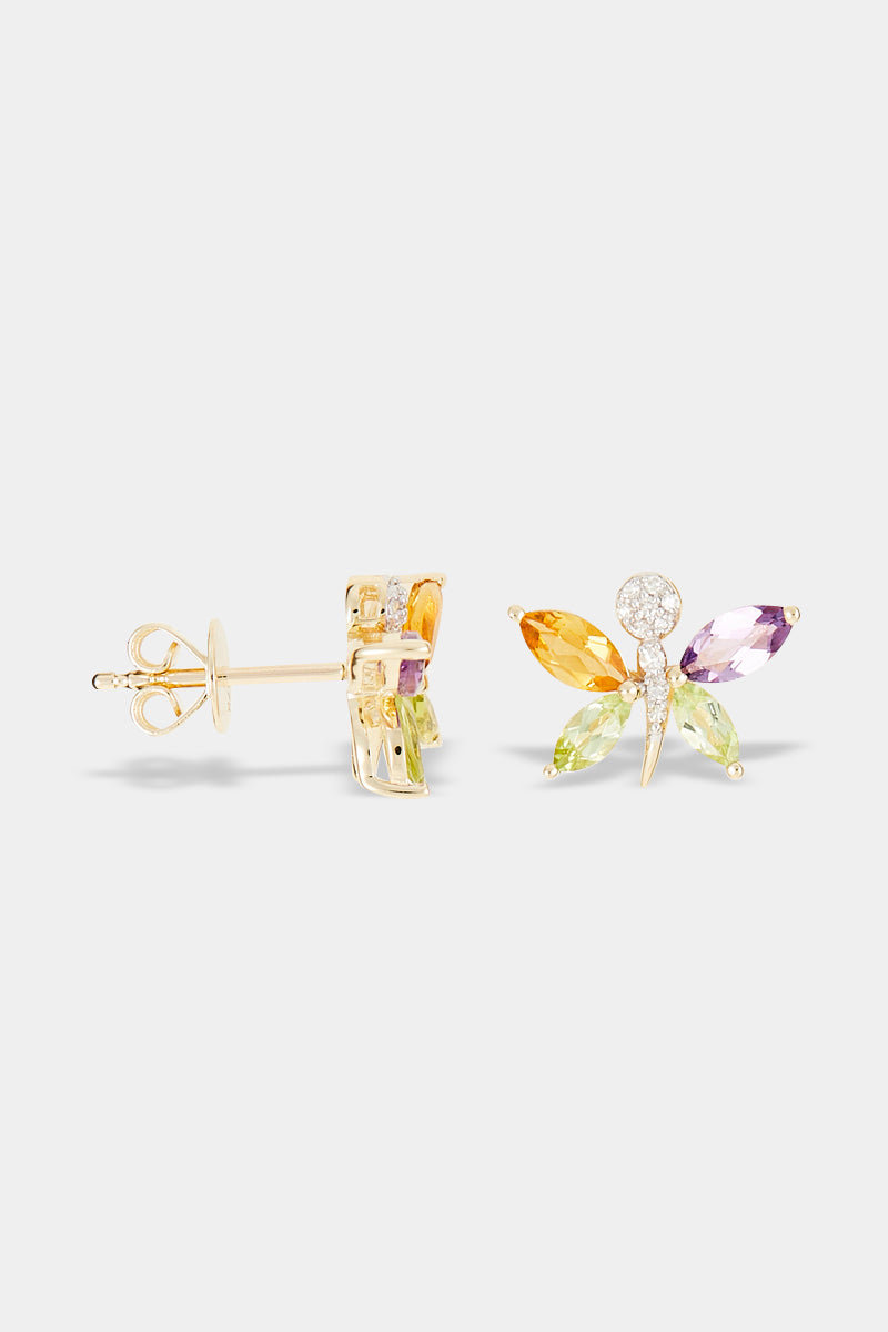 "Julianna" Earrings D0.04/20 Am0.25/2 C0.26/2 Pt0.29/4 - Yellow Gold