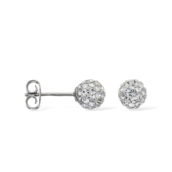 Boucle D'Oreilles "Puce De Crystal" Or Blanc 375/1000 Et Zirconium