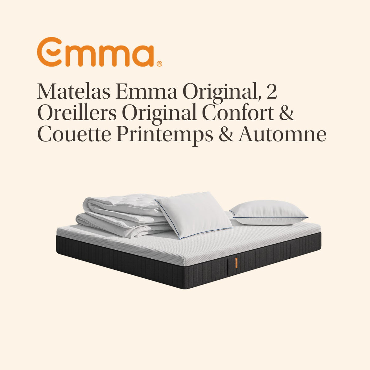 Pack - Matelas Original + Oreiller(s) Original Confort + Couette Printemps & Automne Emma