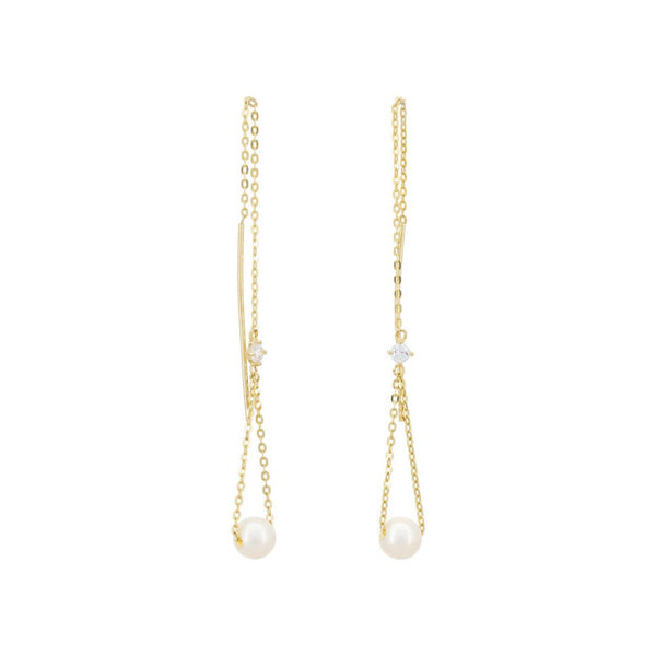 “Apollo Pearl” Earrings 375/1000 Yellow Gold And Zirconium