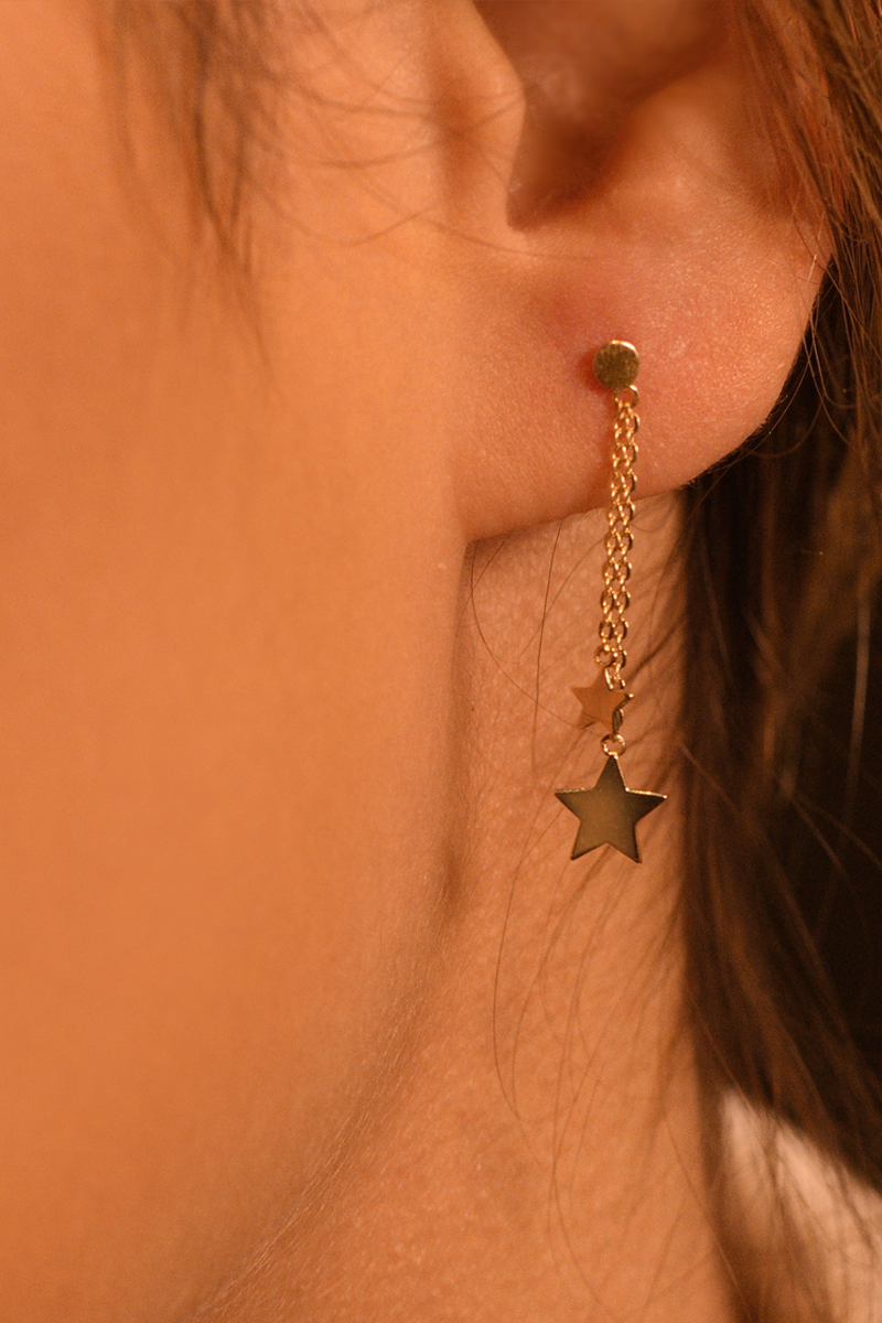 Ohrringe "Etoiles Pendantes" 375er Gelbgold